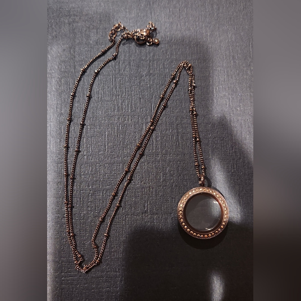 Origami Owl Medium Chocolate Locket and chain